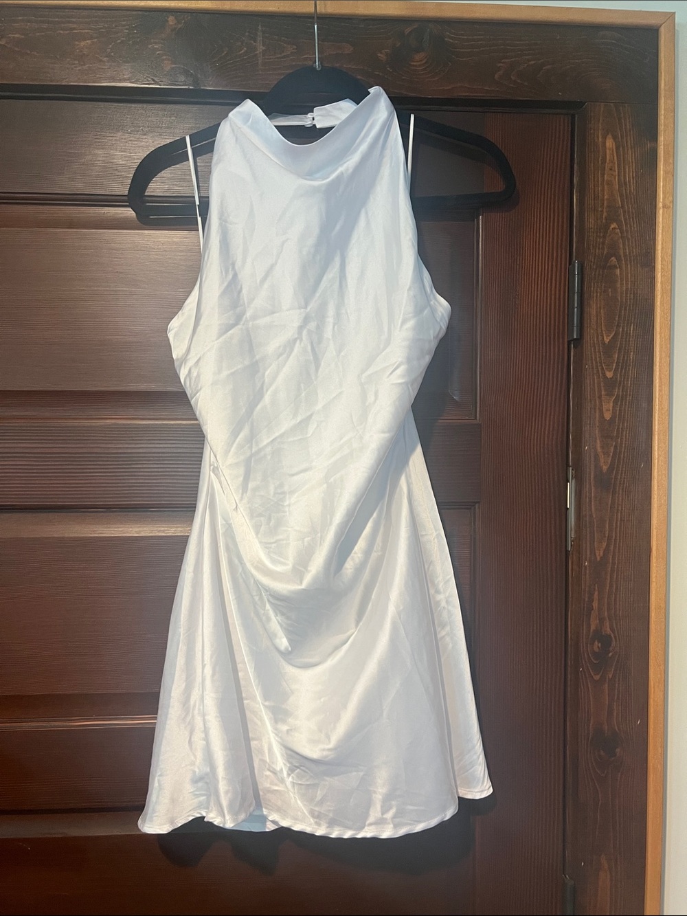 Altar'd State White Satin Halter Mini Dress